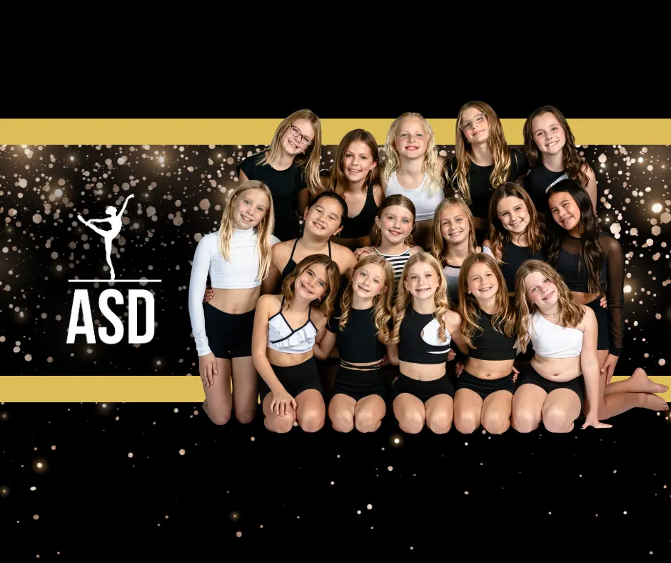 dance classes in Blaine at Arabesque represented with group of girl dancers wearing black and white dance outfits